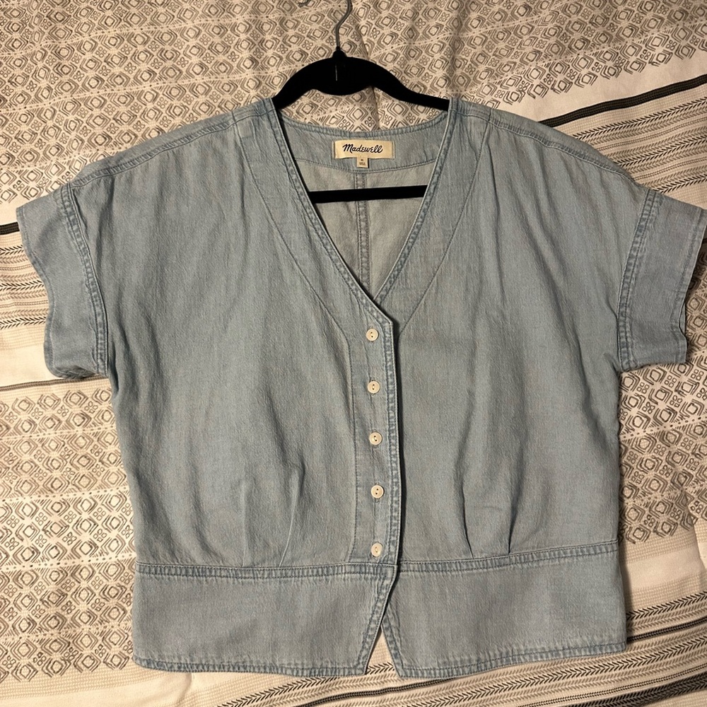 Madewell Light Blue Denim V-Neck Top